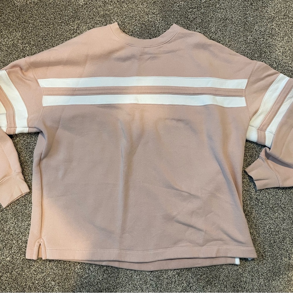 Nuuds Varsity Crew Sweatshirt / Pink and White Strip